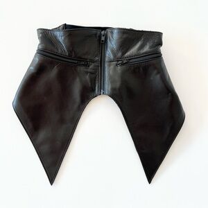 Northbound Leather Waist Cincher Waspie Belt ~ Black Leather w/ Pockets
